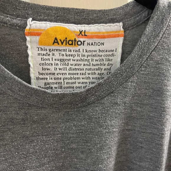 Aviator Nation- Grey Logo Boyfriend Tee - Size XL - Picture 3 of 4